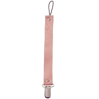 Attache tétine clip - Cuir soft rose