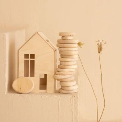 Maison de poupée en bois avec magnets Babai taille L - Naturel 