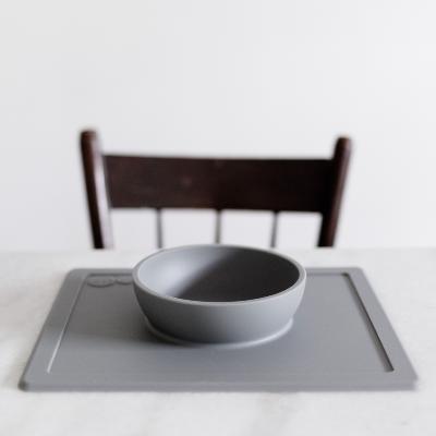 Set repas silicone assiette Bol intégré ezpz - gris foncé