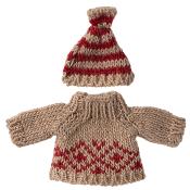 Pull et bonnet en tricot souris tenue ski maileg - maman / grandma