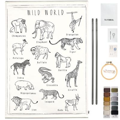 Kit créatif broderie School Poster - Wild Animals