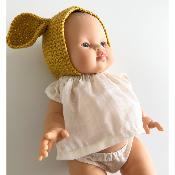 Bonnet Beguin Bambi tricot crochet minikane - jaune tournesol