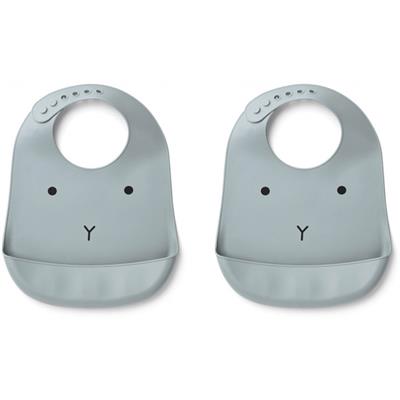 2 Bavoirs Tilda silicone Lapin - rabbit sea blue