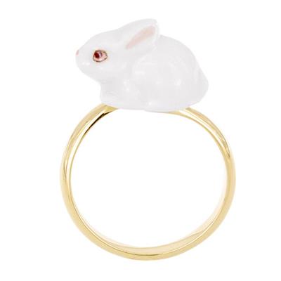 Bague ajustable Lapin Blanc