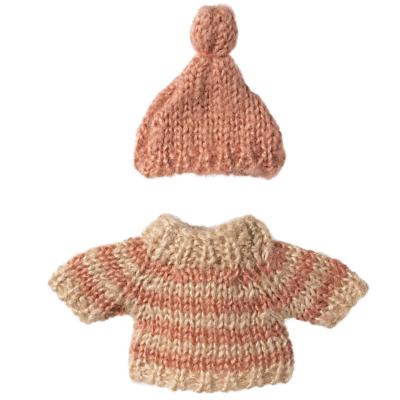 Pull et bonnet en tricot souris tenue ski maileg - grande soeur