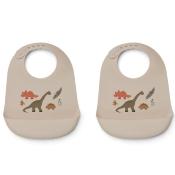 2 Bavoirs Tilda silicone Dinosaure - Dino Dark Sandy Mix