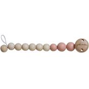 Attache-sucette perles bois - blush