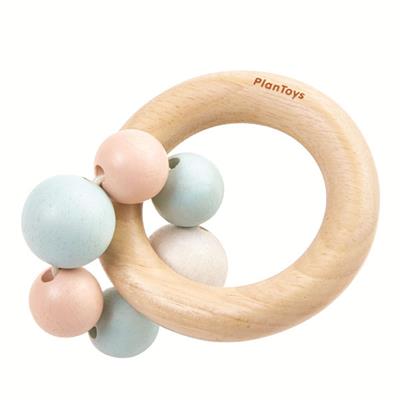 Hochet perles en bois - Pastel