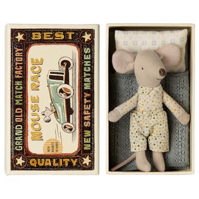 Souris maileg petit frère box boîte - pois multicolores