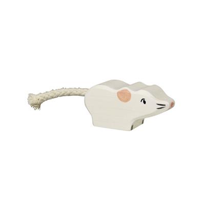 Figurine en bois - Souris blanche