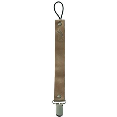 Attache tétine clip - Cuir taupe