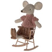 Chaise à bascule Rocking-chair souris maileg - rose / dark powder