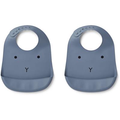 2 Bavoirs Tilda silicone Lapin - Rabbit blue wave