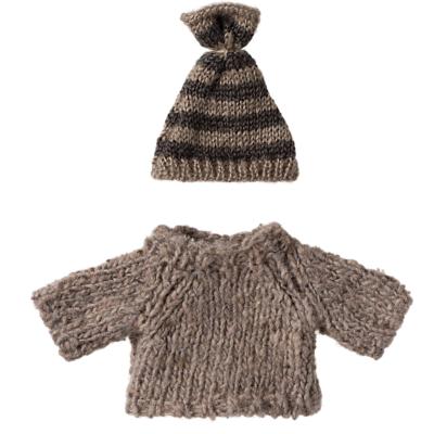 Pull et bonnet en tricot souris tenue ski maileg - grand frère