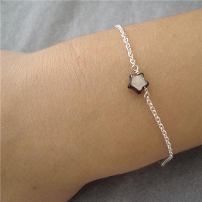 Bracelet mini étoile nacre - gris