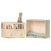 Chambre Lit maileg avec bébé lapin Rabbit et accessoires - Micro