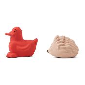 2 Jouets bain Liewood Henrik hérisson et canard - apple red / rose mix