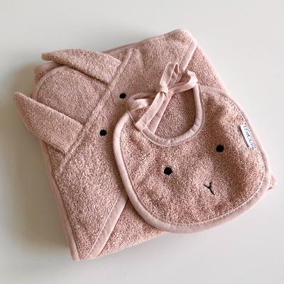 Coffret cape de bain bébé Albert et bavoir Lilja Liewood - Lapin rose