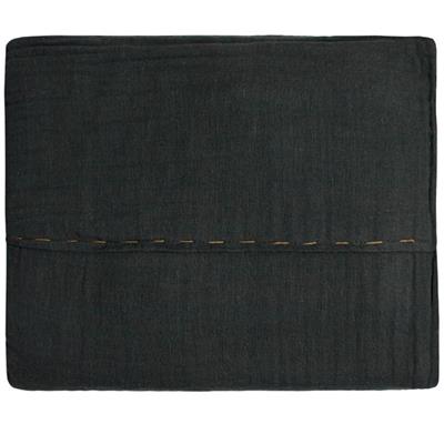 Drap plat brodé - gris anthracite