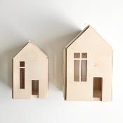 Maison de poupée en bois avec magnets Babai taille L - Naturel 