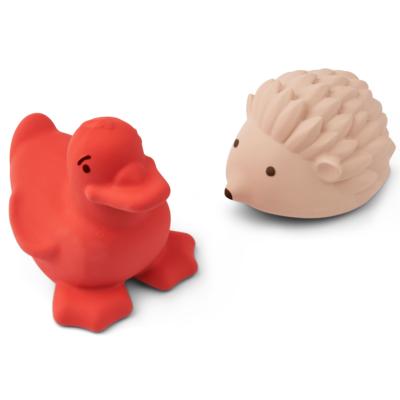 2 Jouets bain Liewood Henrik hérisson et canard - apple red / rose mix