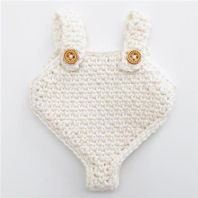 Barboteuse crochet Poupée Gordi minikane - blanc écru