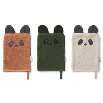 Set 3 gants de toilette - Panda mix