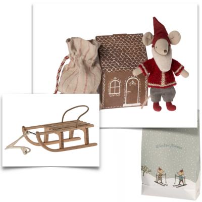 Coffret Père Noël, Luge et pochette cadeau maileg