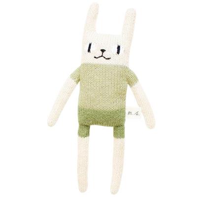 Peluche doudou Lapin main sauvage - vert