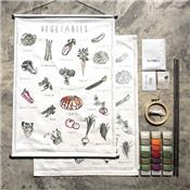 Kit créatif broderie School Poster - Vegetables