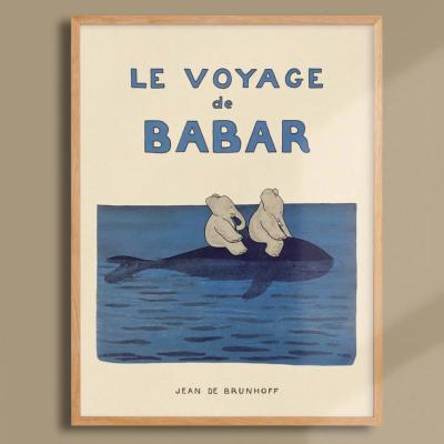 Affiche Poster BABAR - Les voyages de Babar / baleine