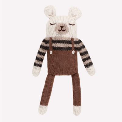 Peluche doudou Ours polaire - salopette noisette