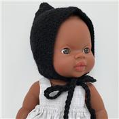 Bonnet Beguin pointu tricot crochet - noir