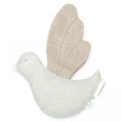 Hochet oiseau bird Lin Français nobodinoz - blanc off white