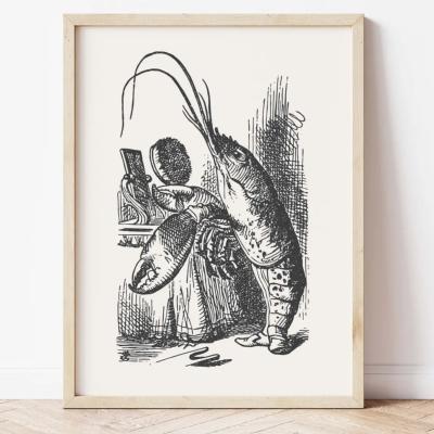 Affiche Poster ALICE au pays des merveilles - Lobster pimpant devant un miroir