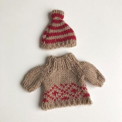 Pull et bonnet en tricot souris tenue ski maileg - maman / grandma