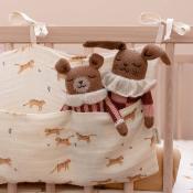 Peluche doudou Lapin pyjama - carreaux sienne