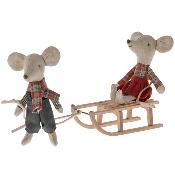 Luge en bois pour souris ski maileg