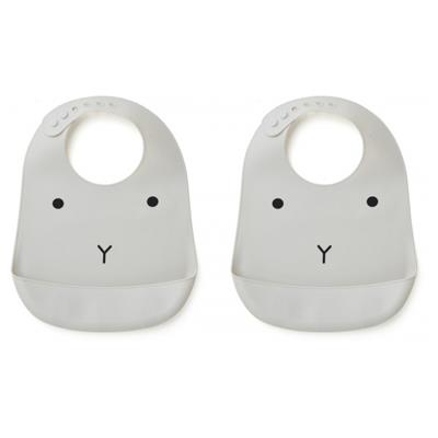 2 Bavoirs Tilda silicone Lapin - rabbit dumbo grey