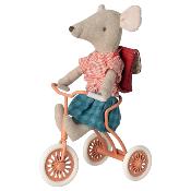 Abri et tricycle souris maileg - rose corail / coral